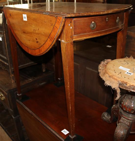George III satinwood banded mahogany Pembroke table(-)